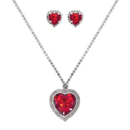 Valentine's Day Heart Gemstone Necklace Set - Tigbul's Variety Fashion Shop