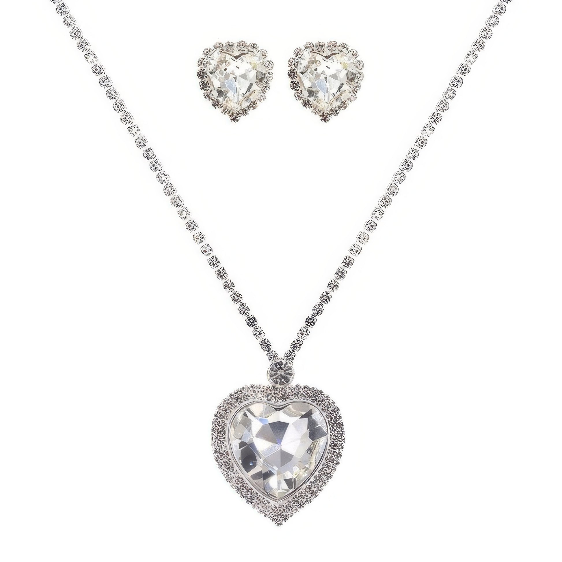 Valentine's Day Heart Gemstone Necklace Set - Tigbul's Variety Fashion Shop