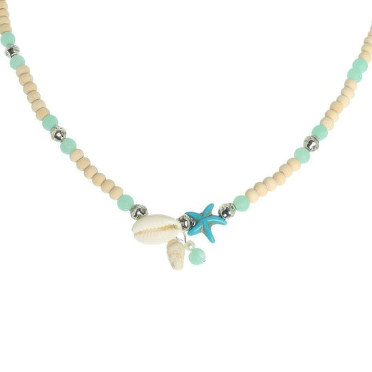 Sea Life Starfish Puka Shell Wood Beaded Necklace - Tigbul's Variety Fashion Shop