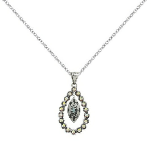 Western Rhinestone Open Teardrop Necklace - Tigbul's Variety Fashion Shop