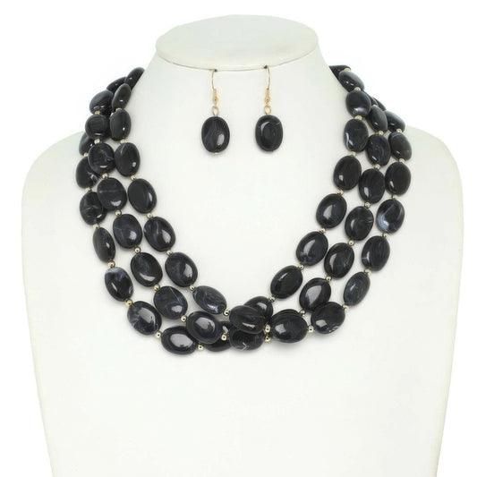 Multi Strand Natural Gemstone Beaded Necklace Set - Tigbul's Variety Fashion Shop