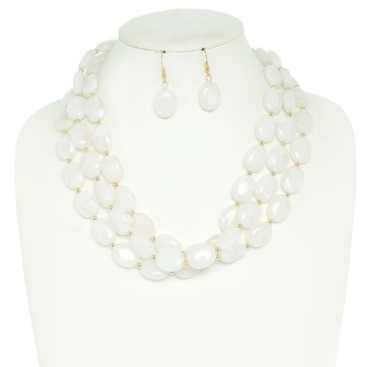 Multi Strand Natural Gemstone Beaded Necklace Set - Tigbul's Variety Fashion Shop