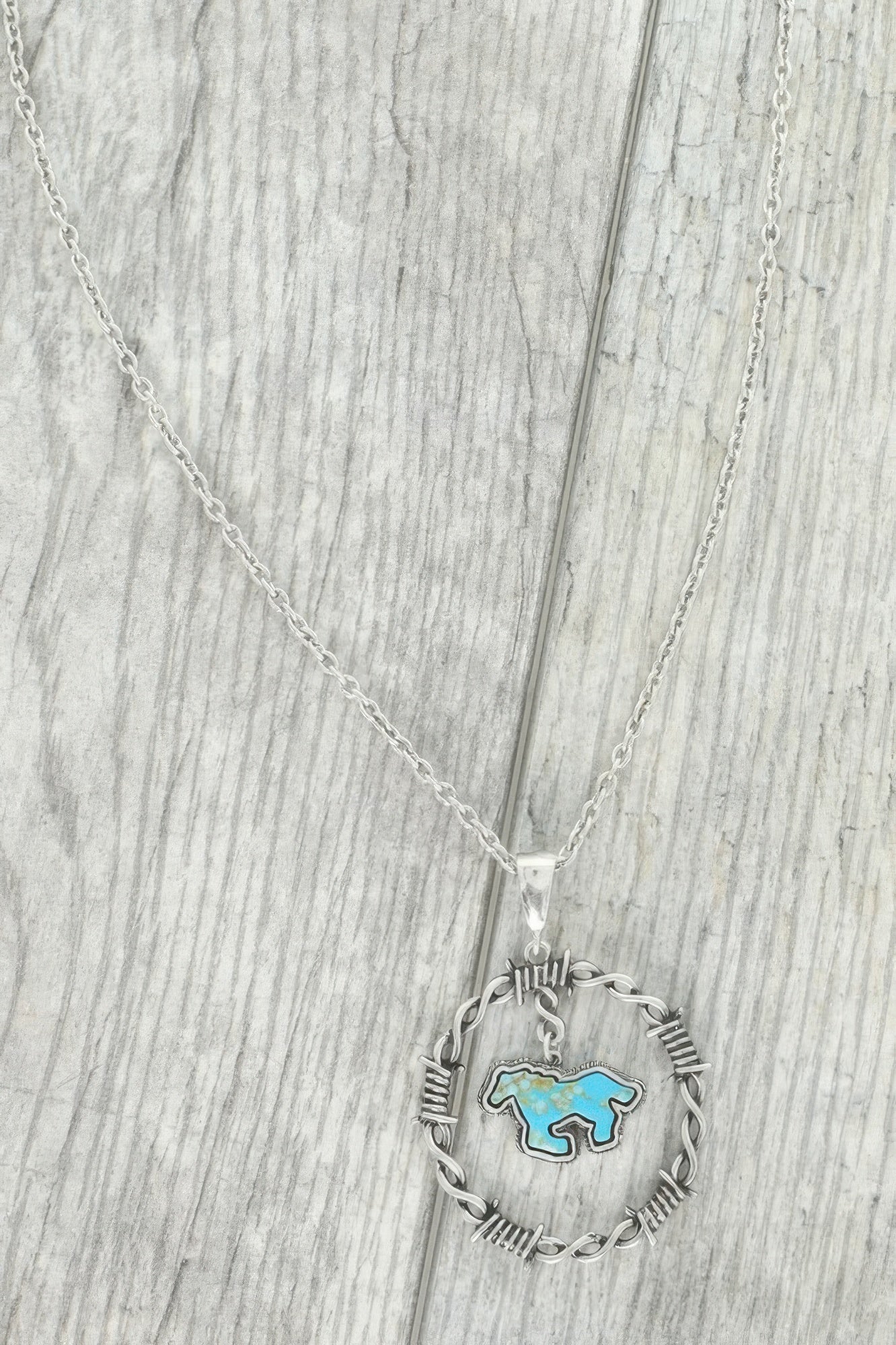 Western Running Horse Stone Barbed Wire Necklace - Tigbul's Variety Fashion Shop