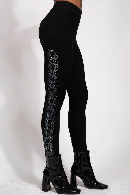 Mouse Ears Crystal Studded High Waisted Leggings - Tigbul's Variety Fashion Shop