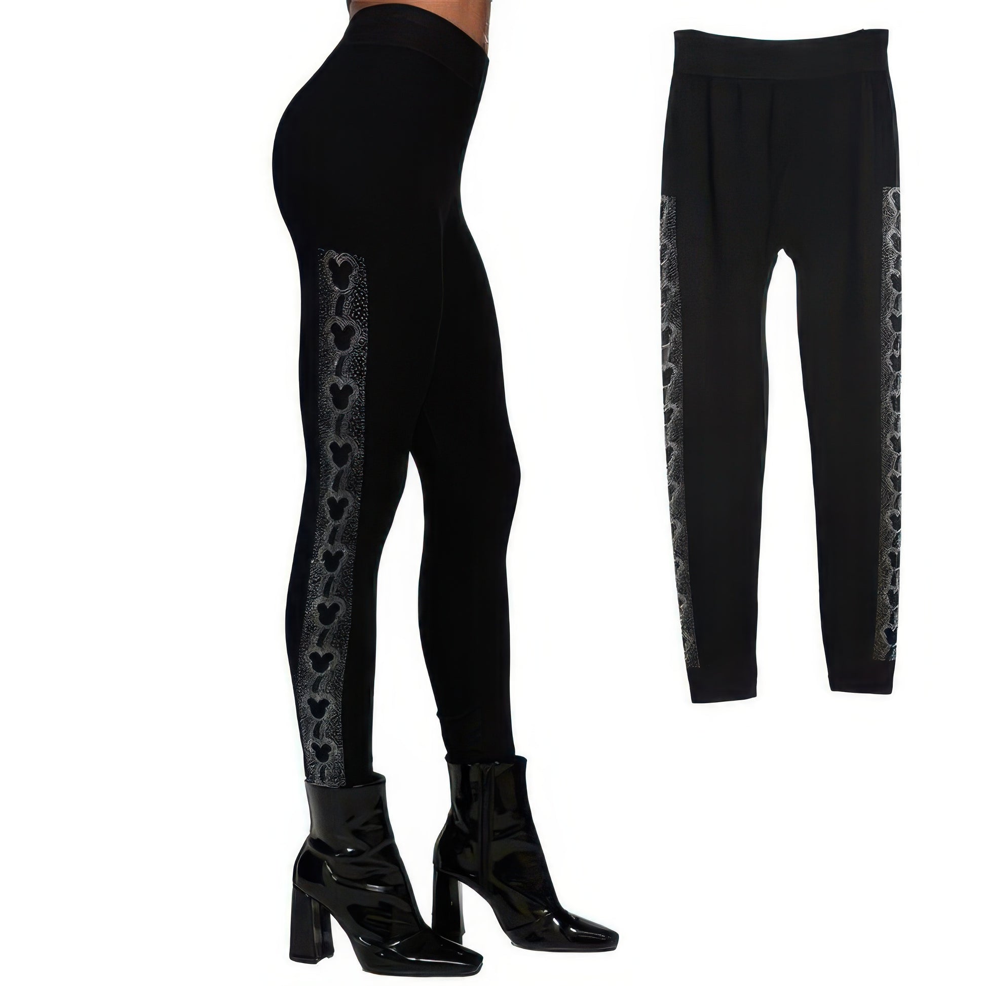 Mouse Ears Crystal Studded High Waisted Leggings - Tigbul's Variety Fashion Shop