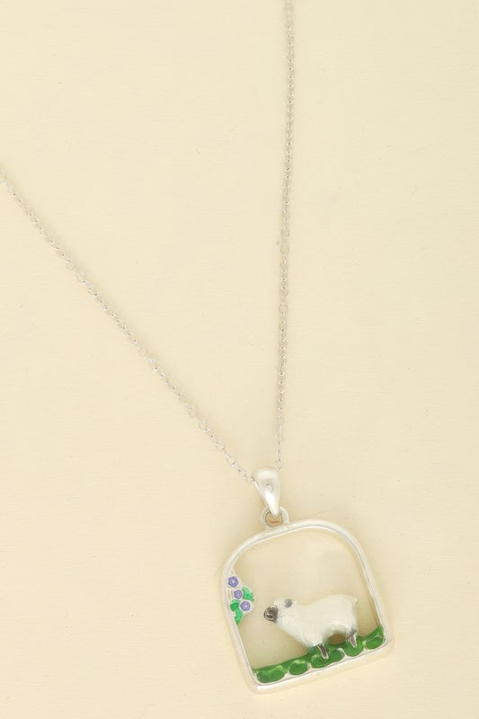 Sheep Open Arch Pendant Chain Necklace - Tigbul's Variety Fashion Shop