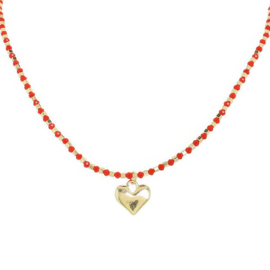 Valentine's Day Beaded Heart Pendant Necklace - Tigbul's Variety Fashion Shop