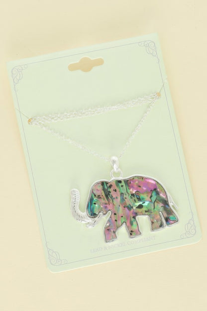 Safari Abalone Elephant Pendant Necklace - Tigbul's Variety Fashion Shop