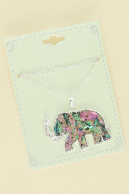 Safari Abalone Elephant Pendant Necklace - Tigbul's Variety Fashion Shop