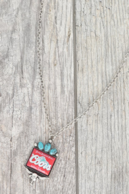 Western Longhorn Coors Water Pendant Necklace - Tigbul's Variety Fashion Shop