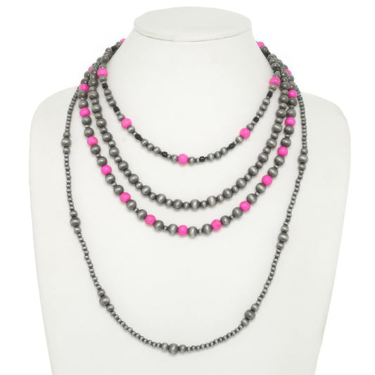 Western Multi Strand Beaded Necklace - Tigbul's Variety Fashion Shop
