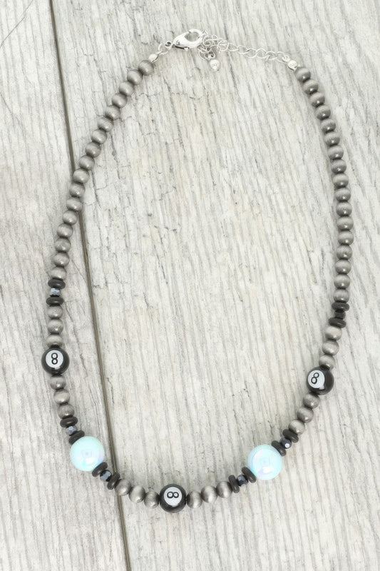 Western Theme 8 Ball Beaded Necklace - Tigbul's Variety Fashion Shop