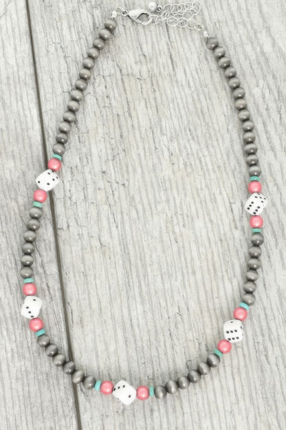 Western Dice Beaded Necklace In Asher Stone Accent - Tigbul's Variety Fashion Shop