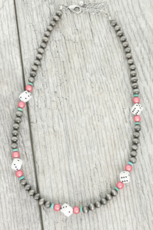 Western Dice Beaded Necklace In Asher Stone Accent - Tigbul's Variety Fashion Shop