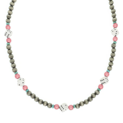 Western Dice Beaded Necklace In Asher Stone Accent - Tigbul's Variety Fashion Shop