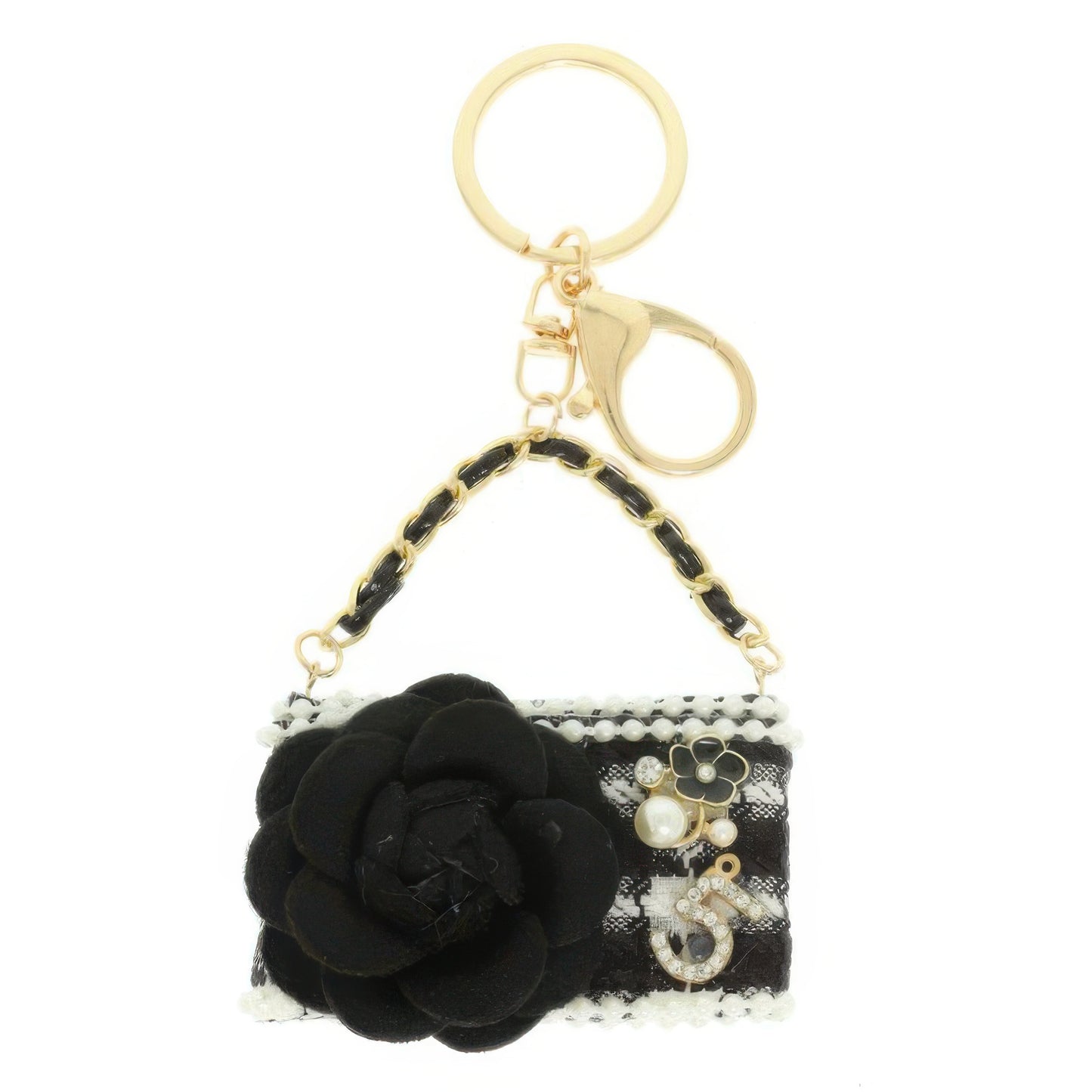 Fashionista Rose Pearl Charm Keychain - Tigbul's Variety Fashion Shop