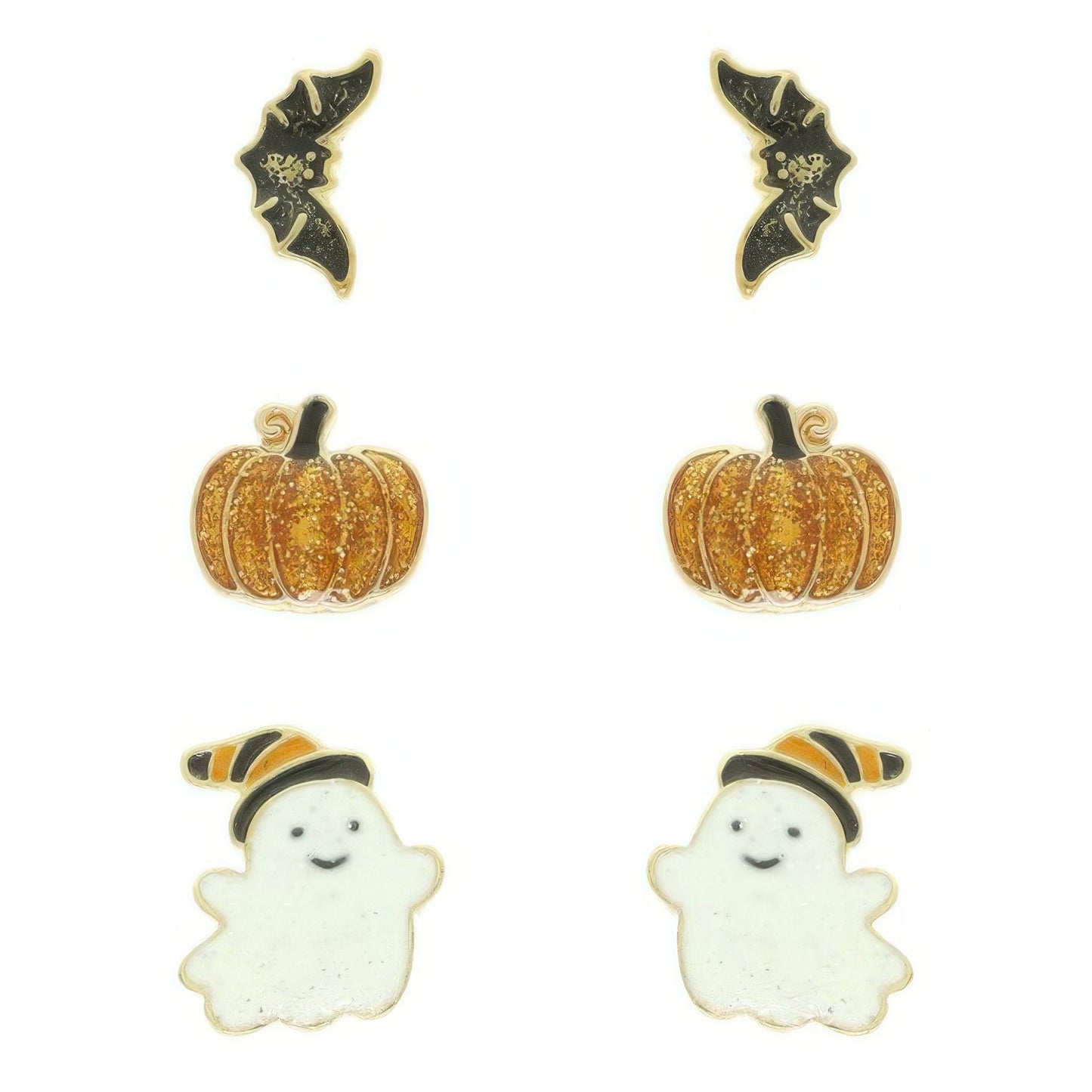 3-pack Halloween Themed Enamel Post Earrings - Tigbul's Variety Fashion Shop