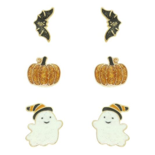 3-pack Halloween Themed Enamel Post Earrings - Tigbul's Variety Fashion Shop