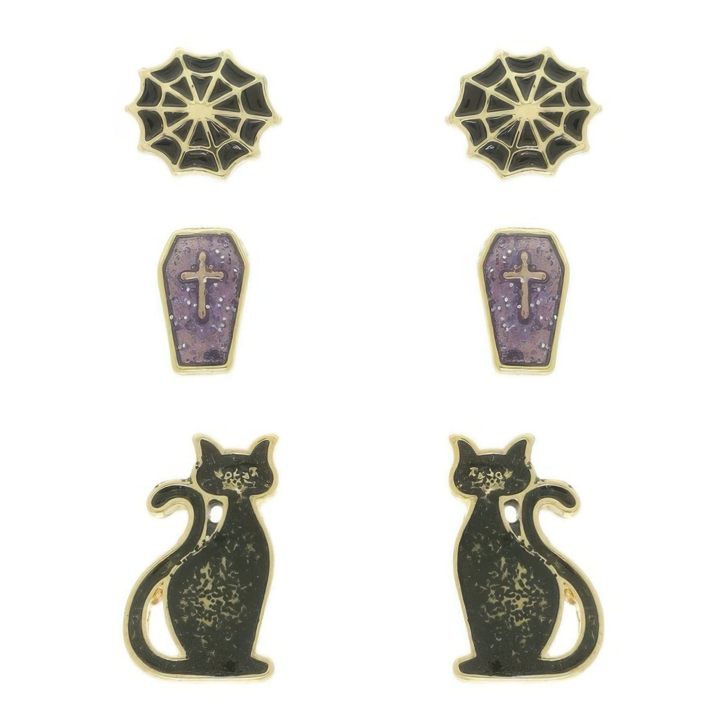 3-pack Halloween Themed Enamel Post Earrings - Tigbul's Variety Fashion Shop