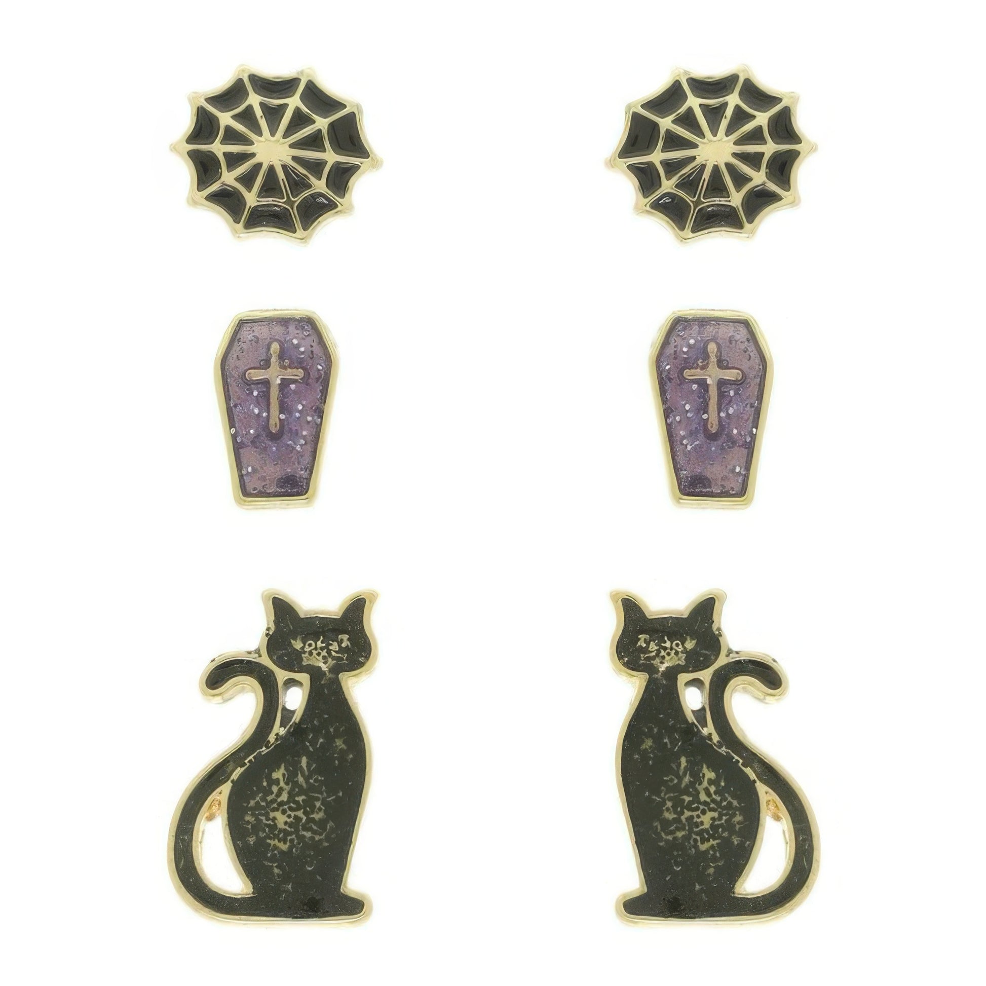 3-pack Halloween Themed Enamel Post Earrings - Tigbul's Variety Fashion Shop