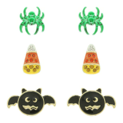3-pack Halloween Themed Enamel Post Earrings - Tigbul's Variety Fashion Shop