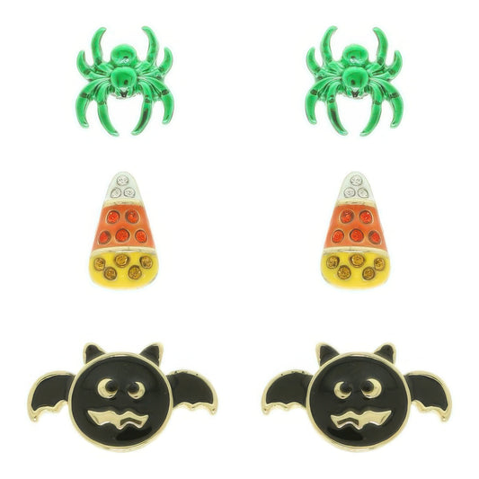 3-pack Halloween Themed Enamel Post Earrings - Tigbul's Variety Fashion Shop