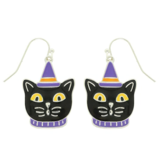 Halloween Enamel Cat Earrings - Tigbul's Variety Fashion Shop