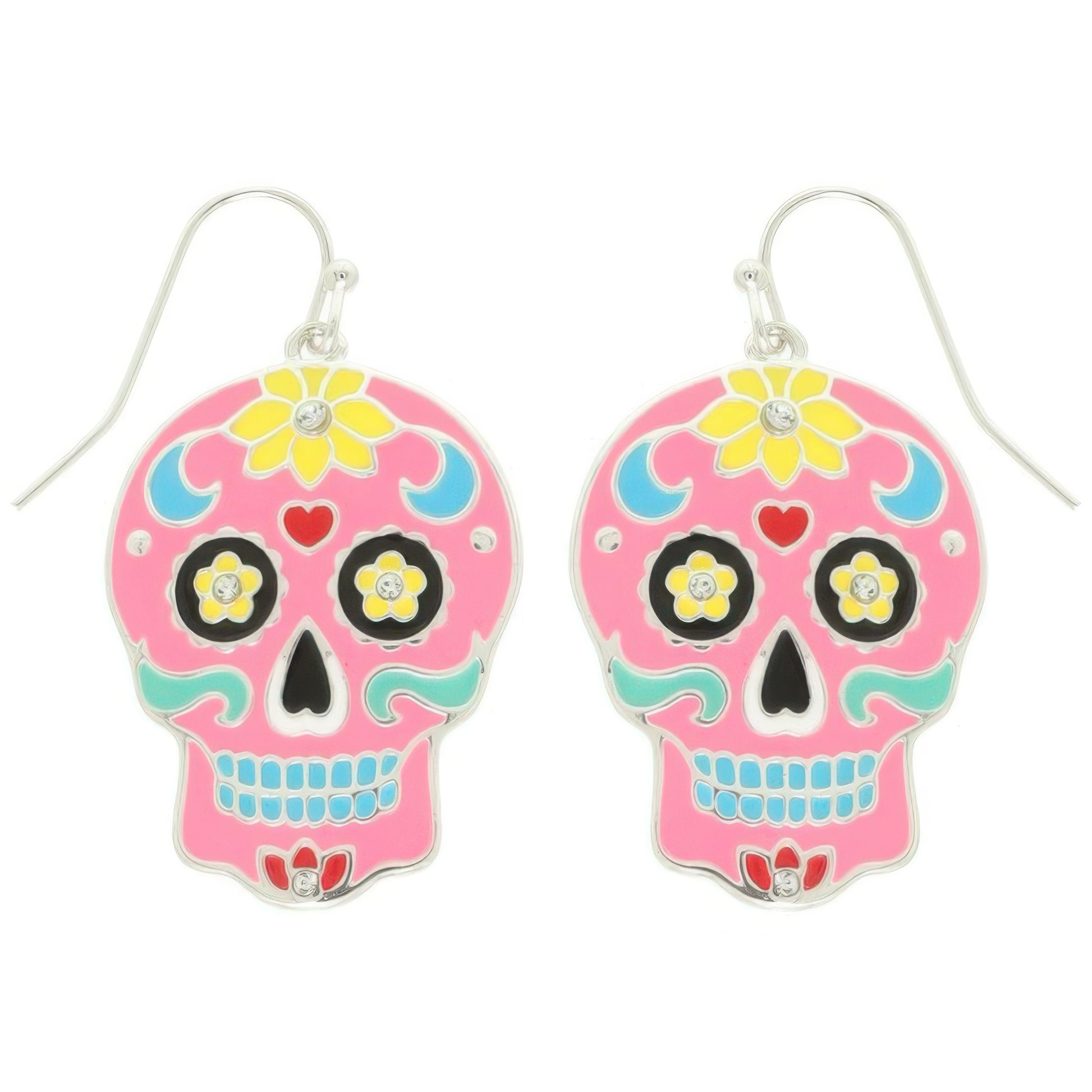 Halloween Jeweled Enamel Sugar Skull Earrings - Tigbul's Variety Fashion Shop