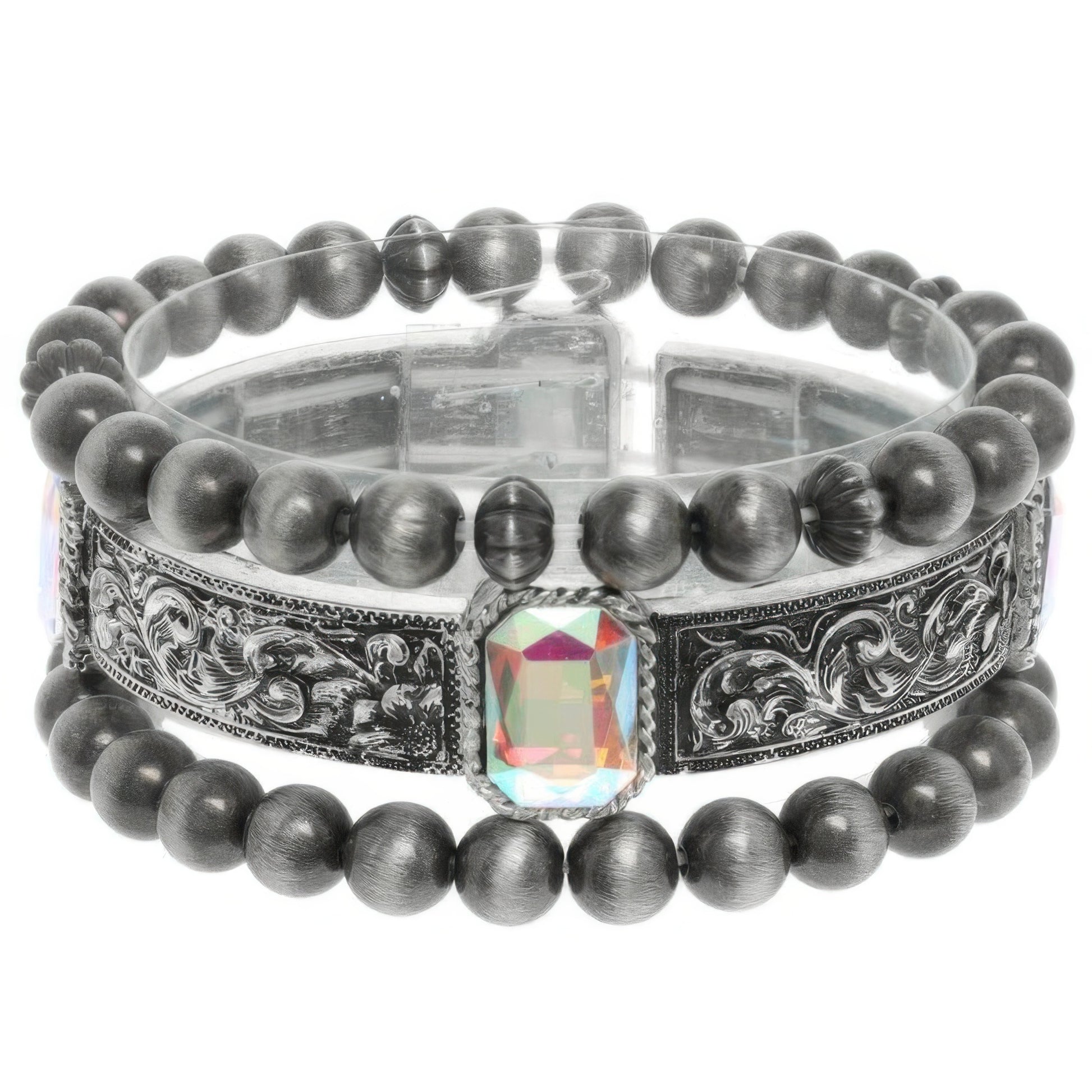 3pc Western Crystal Beaded Bracelet Set - Tigbul's Variety Fashion Shop