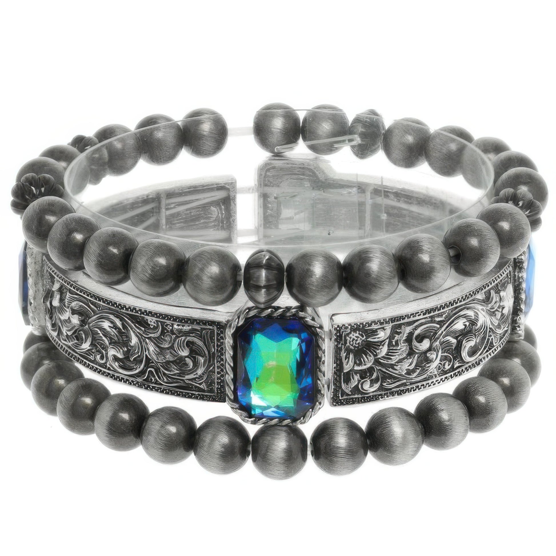 3pc Western Crystal Beaded Bracelet Set - Tigbul's Variety Fashion Shop