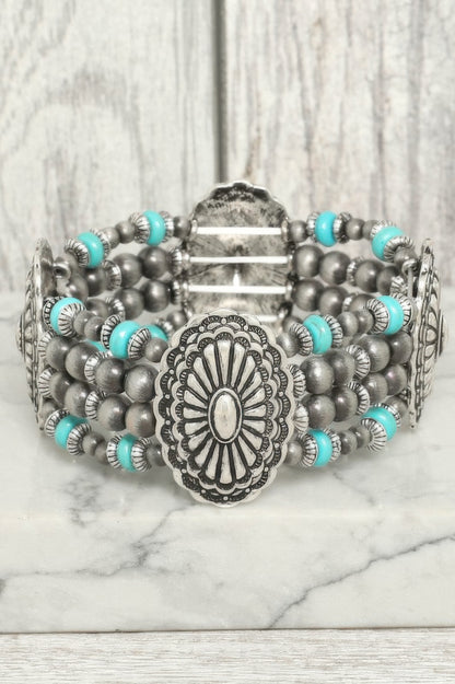 Western Oval Concho Stretch Bracelet - Tigbul's Variety Fashion Shop