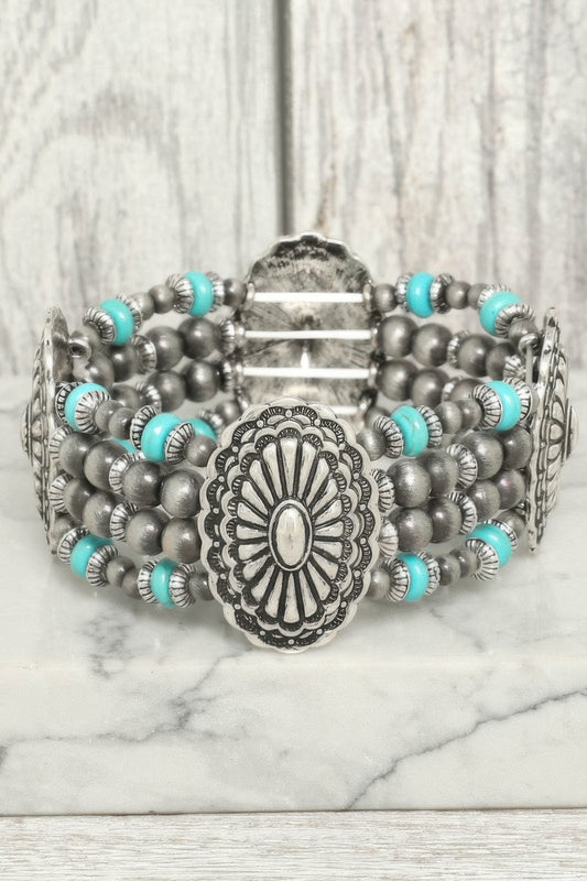 Western Oval Concho Stretch Bracelet - Tigbul's Variety Fashion Shop
