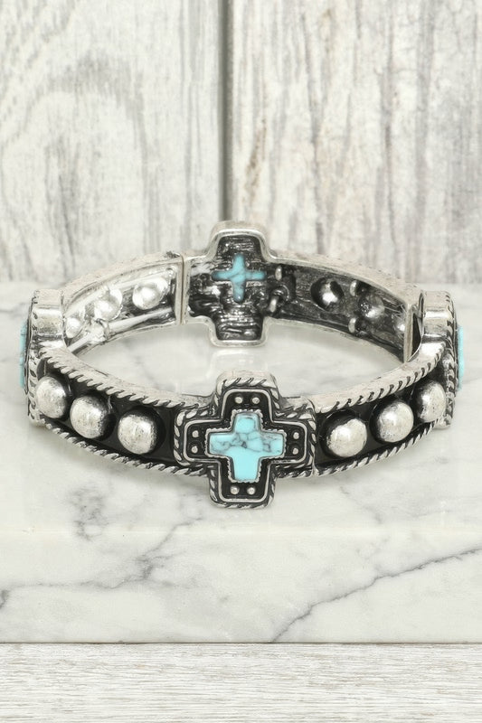 Western Turquoise Cross Bracelet - Tigbul's Variety Fashion Shop