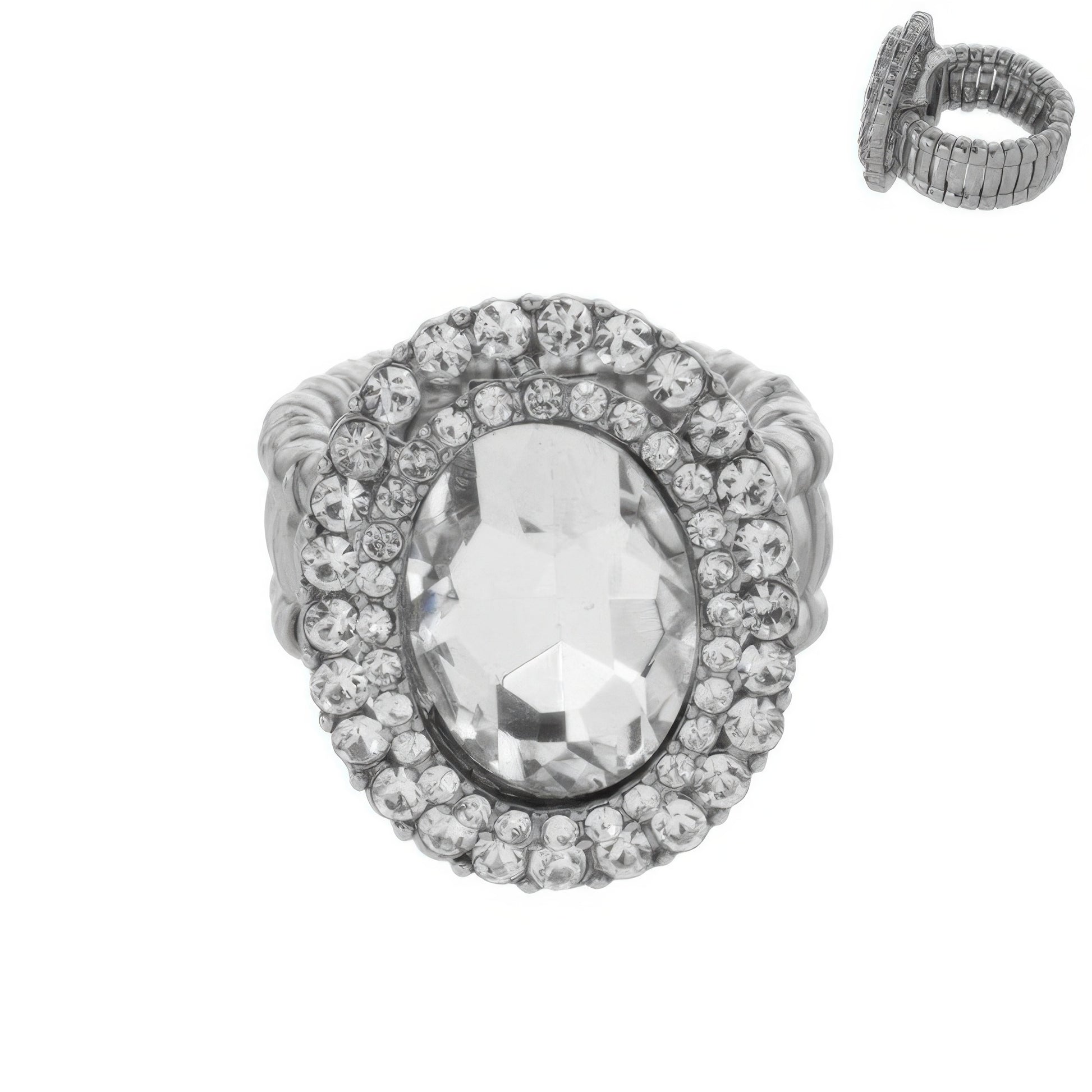 Crystal Rhinestone Halo Stretch Ring - Tigbul's Variety Fashion Shop