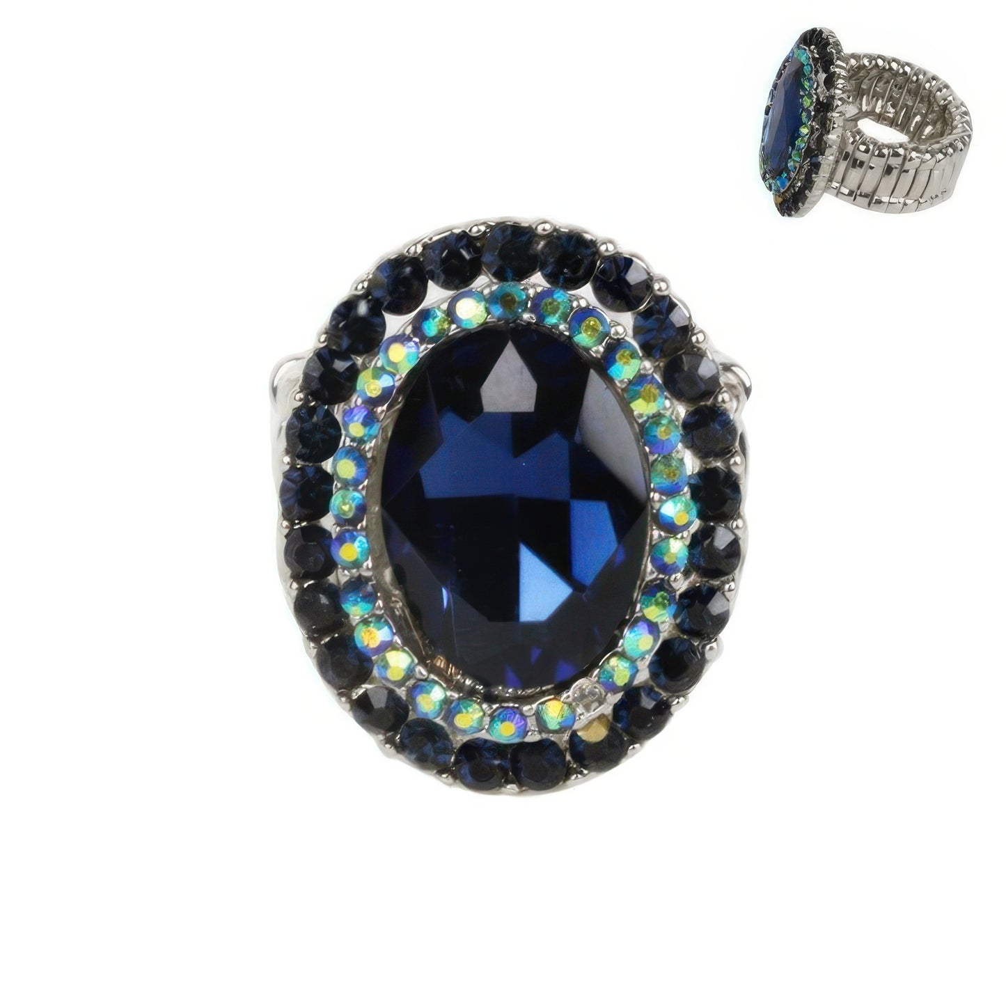 Crystal Rhinestone Halo Stretch Ring - Tigbul's Variety Fashion Shop