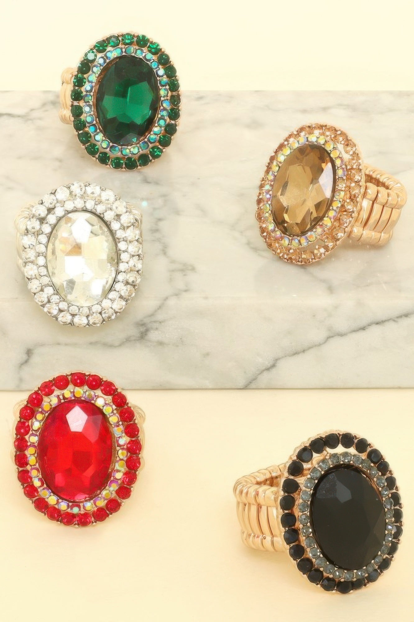 Crystal Rhinestone Halo Stretch Ring - Tigbul's Variety Fashion Shop
