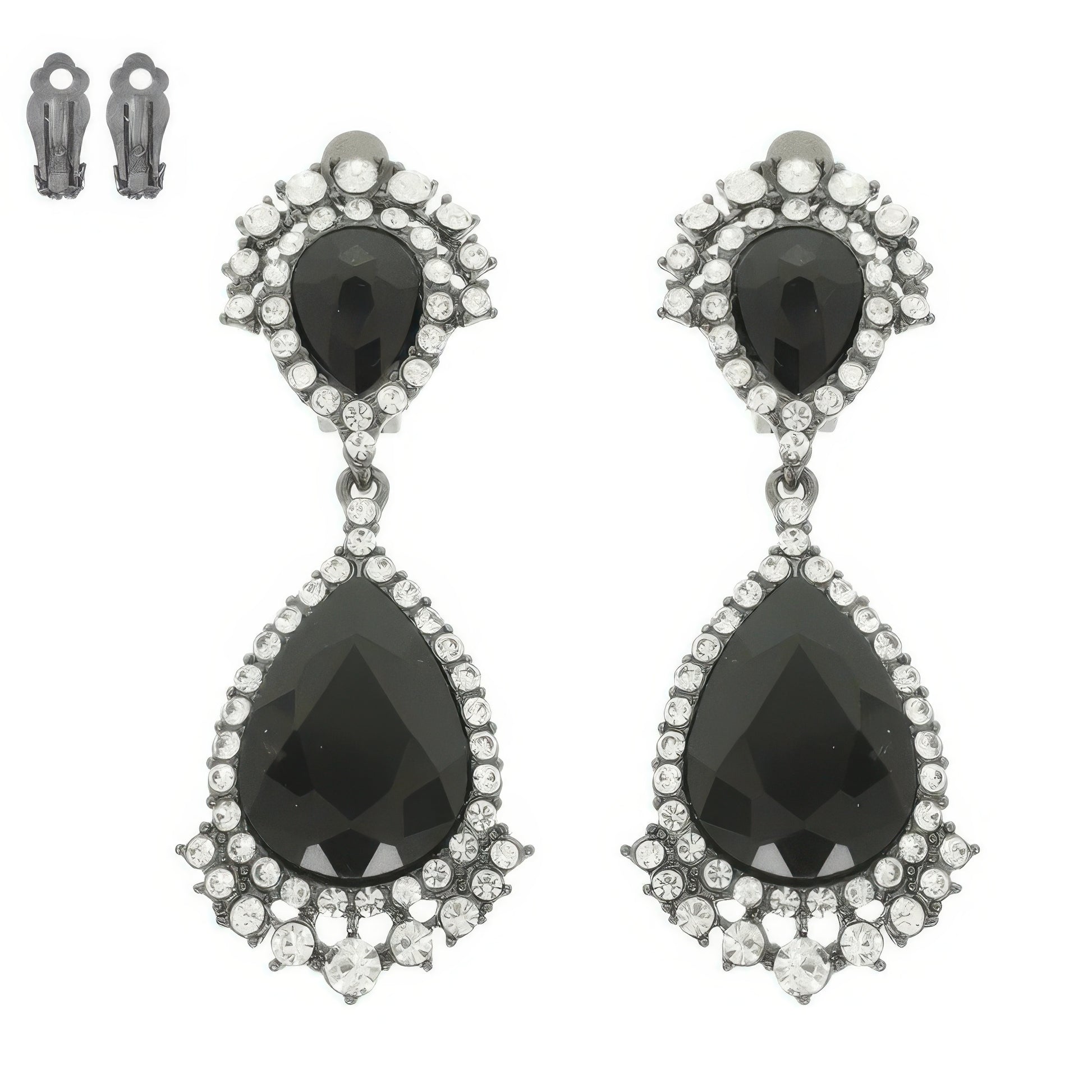 Teardrop Crystal Halo Clip On Earrings - Tigbul's Variety Fashion Shop