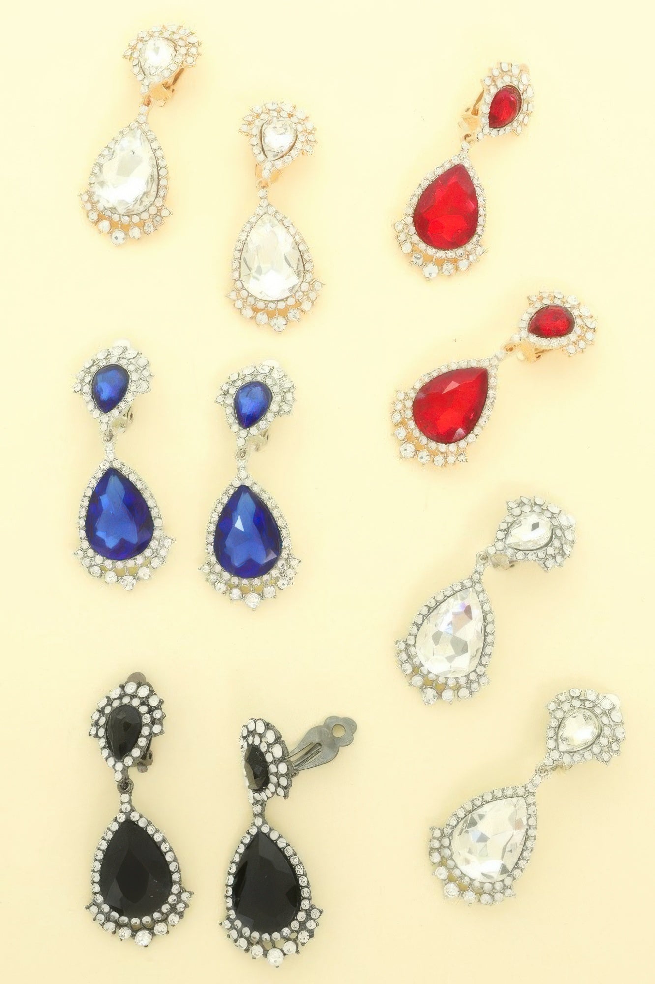 Teardrop Crystal Halo Clip On Earrings - Tigbul's Variety Fashion Shop