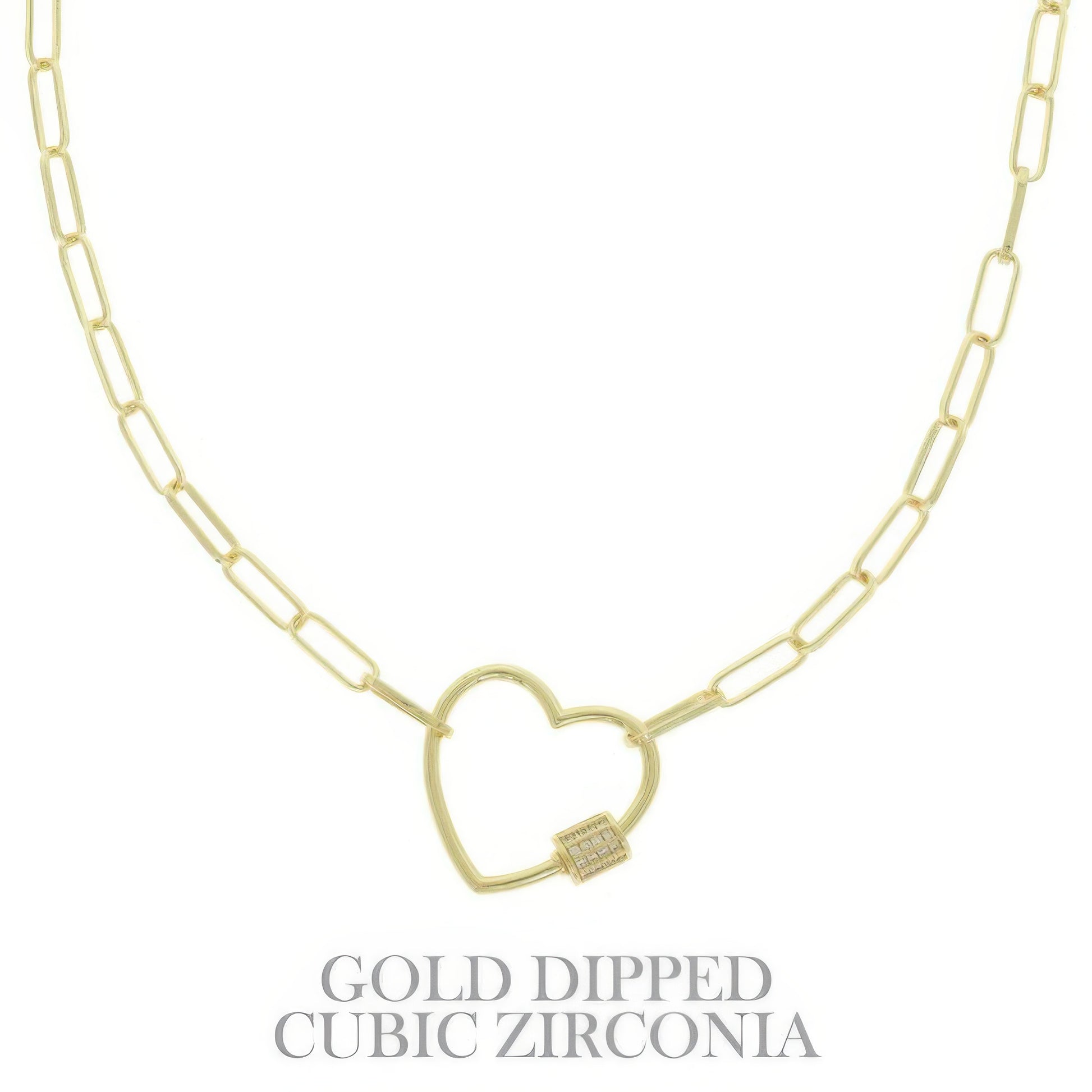 Gold Plated Heart Cutout Pendant Necklace - Tigbul's Variety Fashion Shop