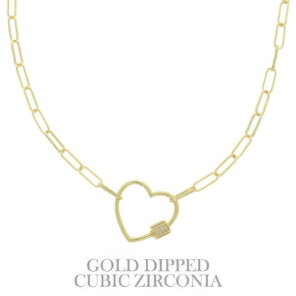 Gold Plated Heart Cutout Pendant Necklace - Tigbul's Variety Fashion Shop