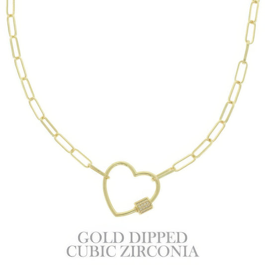 Gold Plated Heart Cutout Pendant Necklace - Tigbul's Variety Fashion Shop