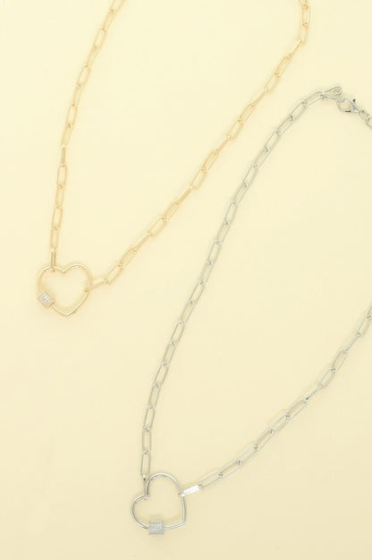 Gold Plated Heart Cutout Pendant Necklace - Tigbul's Variety Fashion Shop