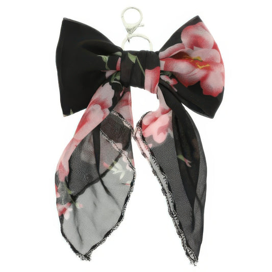 Rose Bloom Scarf Bow Bag Charm Keychain - Tigbul's Variety Fashion Shop