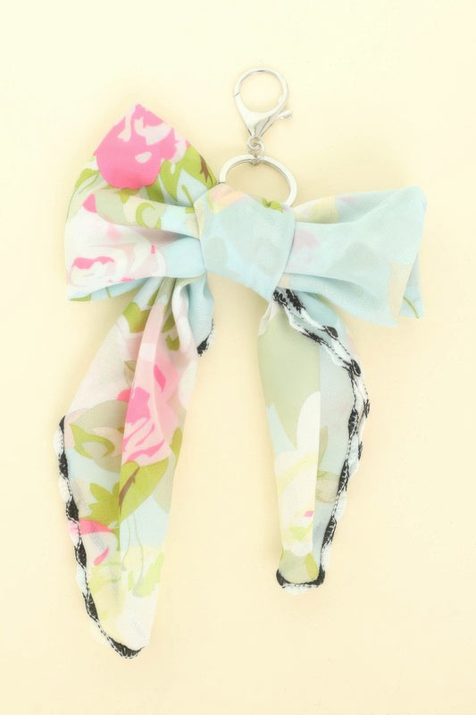 Pastel Bloom Scarf Bow Bag Charm Keychain - Tigbul's Variety Fashion Shop