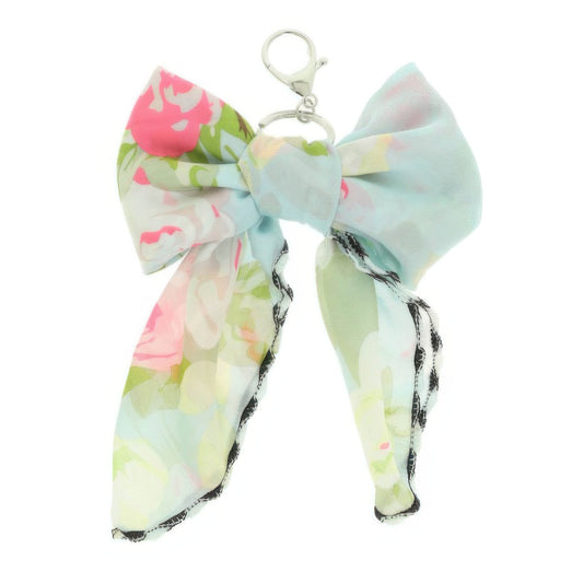 Pastel Bloom Scarf Bow Bag Charm Keychain - Tigbul's Variety Fashion Shop