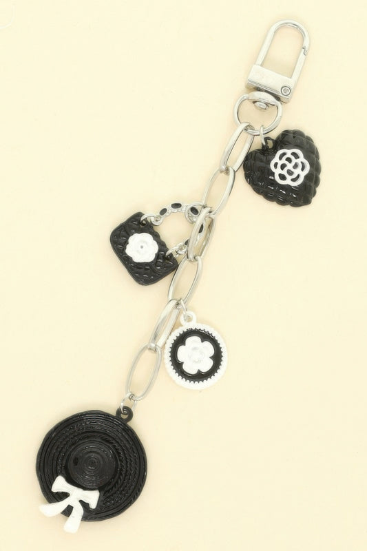 Black And White Theme Bag Charm Keychain - Tigbul's Variety Fashion Shop