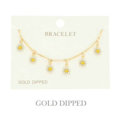 Gold Plated Floral Charm Bracelet - Tigbul's Variety Fashion Shop