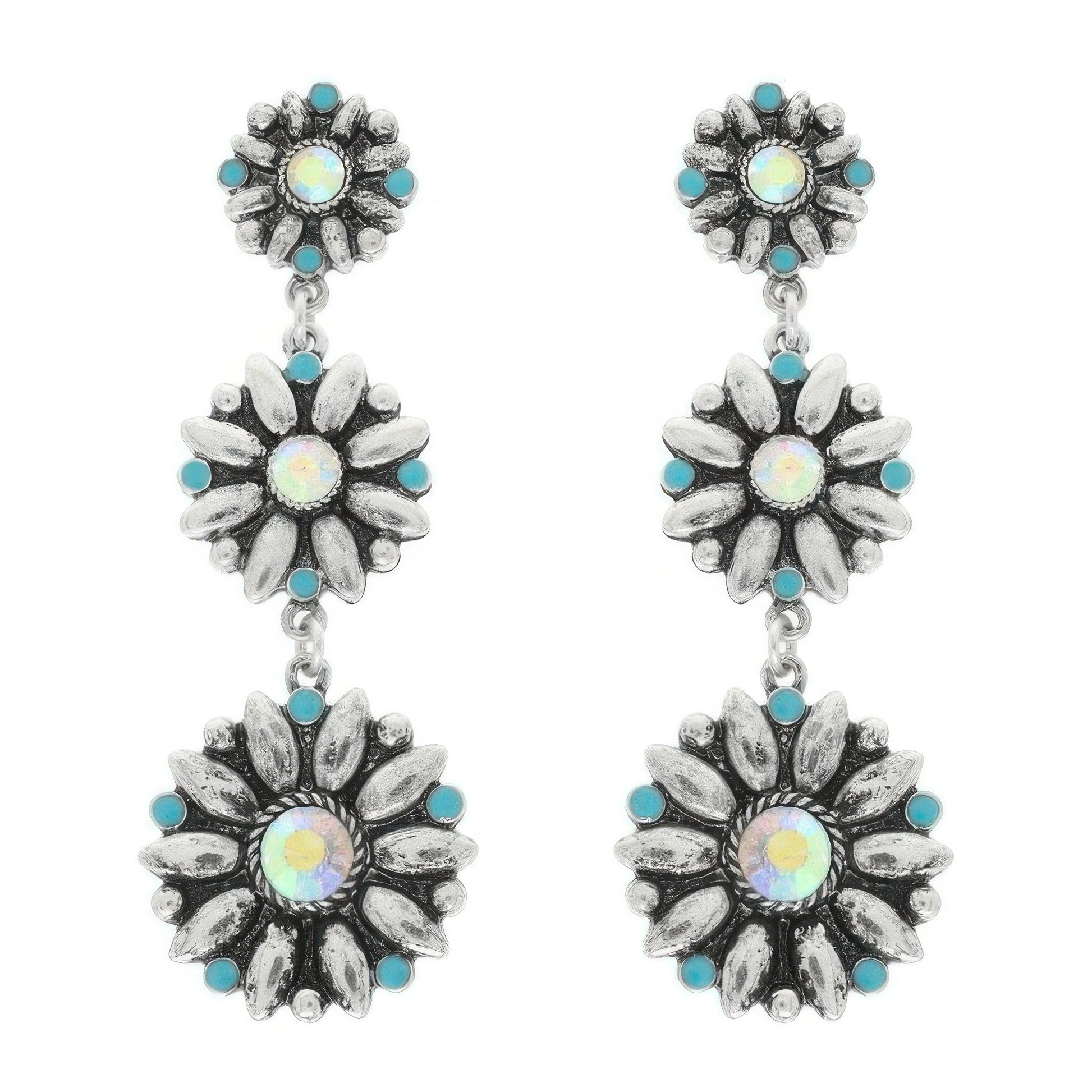 Western Floral Concho Linear Earrings - Tigbul's Variety Fashion Shop