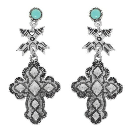 Western Cross Post Dangle Earrings - Tigbul's Variety Fashion Shop