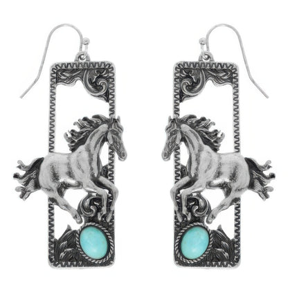 Western Wild Horse Dangle Earrings - Tigbul's Variety Fashion Shop